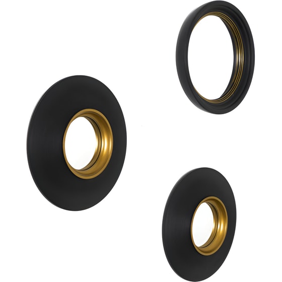 Σετ Διακοσμητικοί Καθρέπτες Home Deco Factory 25.5cm 3 Τμχ - Μαύρο/Χρυσό image 1