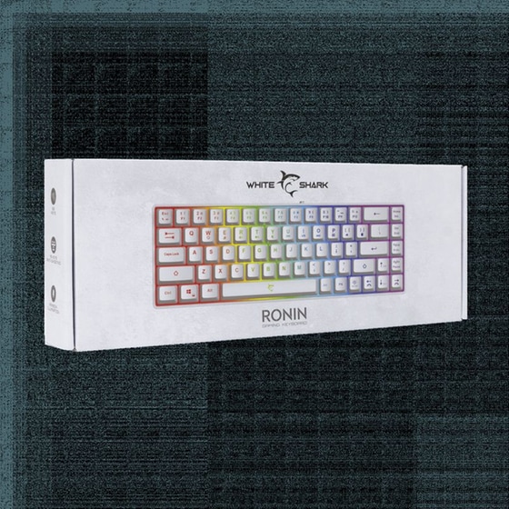 White Shark Ronin Gaming Πληκτρολόγιο 60% με RGB φωτισμό Λευκό (US) image 2