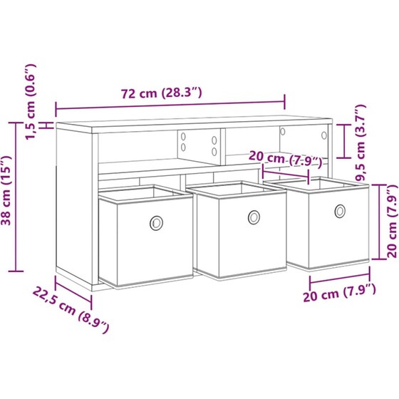 Έπιπλο Τηλεόρασης VidaXL με Συρτάρι 72 x 22,5 x 38 cm - Καπνιστή Δρυς image 12