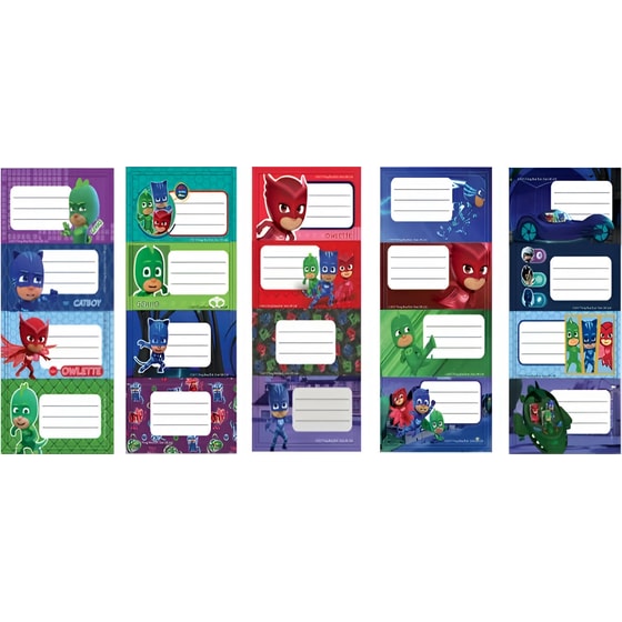 Αυτοκόλλητες Ετικέτες Διακάκης PJ Masks (5 Φύλλα - 100 Τεμάχια) image 0