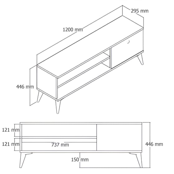 Έπιπλο Τηλεόρασης Cuneo από Μοριοσανίδα 120x29.5x44.6cm - Καφέ image 4