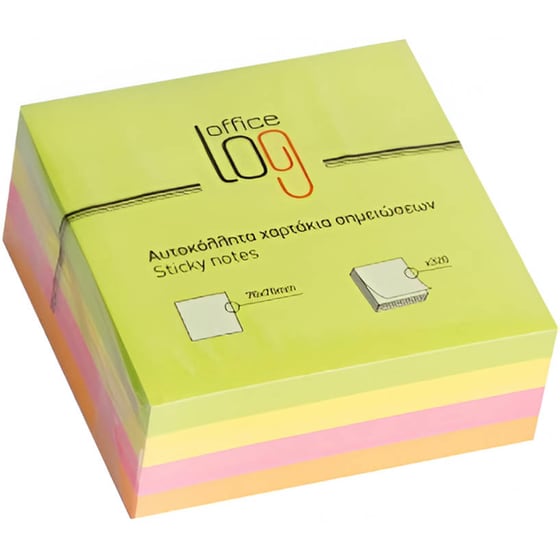 Κύβος Σημειώσεων Office Log 76x76 mm Neon (320 Φύλλων - 1 Τεμάχιο) image 0
