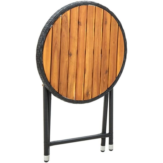 Τραπέζι Εξωτερικού Χώρου Βοηθητικό/Πτυσσόμενο VidaXL από Ρατάν/Ξύλο φ60x75 cm - Μαύρο/Καφέ image 4