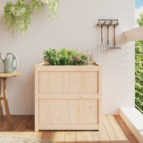Ζαρντινιέρα VidaXL από Μασίφ Ξύλο Πεύκου 70x70cm - Μπεζ image 10