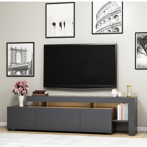 Έπιπλο Τηλεόρασης Unico από Μοριοσανίδα 192x37x53 cm - Ανθρακί image 3