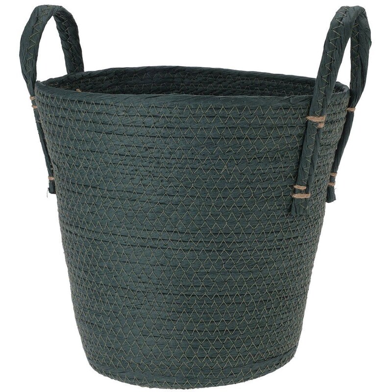 SPITISHOP Καλάθι Αποθήκευσης Spitishop K-m Dark Green Kr2002760 25x24cm Ψάθινο - Πράσινο