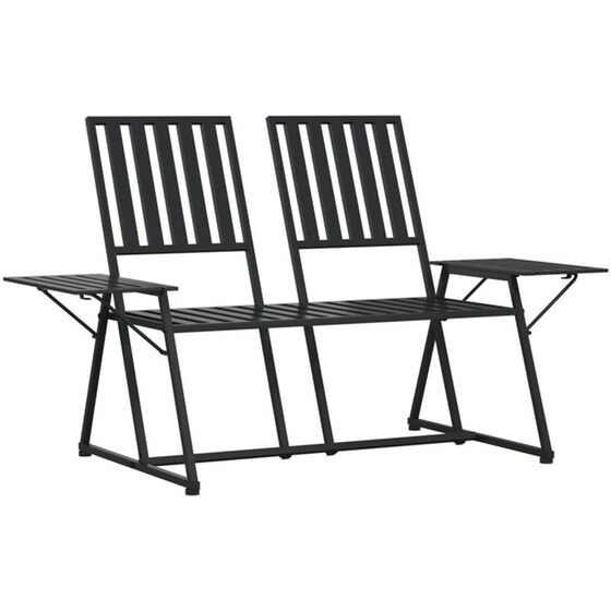 Διθέσιο Παγκάκι Κήπου VidaXL Ατσάλινο 165x75x93 cm - Μαύρο image 0