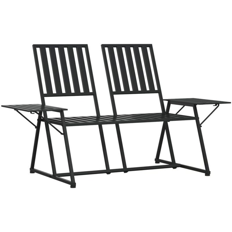Διθέσιο Παγκάκι Κήπου VidaXL Ατσάλινο 165x75x93 cm - Μαύρο