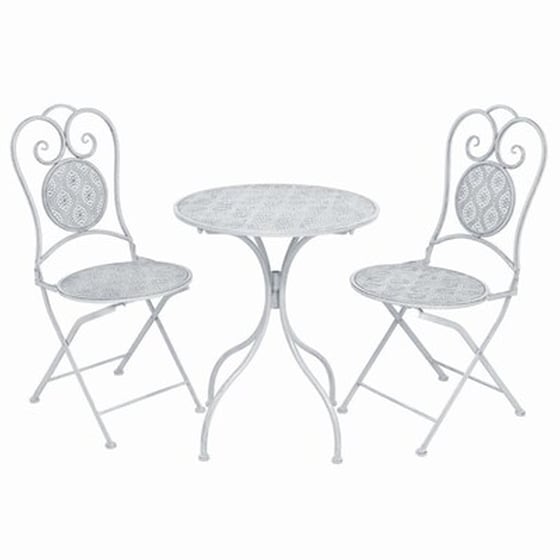 Vidaxl Σετ Επίπλων Bistro 3 Τεμαχίων Γκριζωπό Λευκό Ατσάλινο image 0