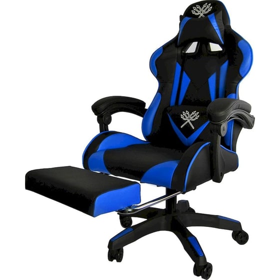 Καρέκλα Gaming Malatec 8978 με Υποπόδιο από Οικολογικό Δέρμα - Μαύρη/Μπλε image 4