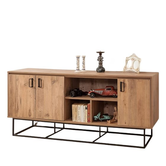 Μπουφές 24Mall Destra Atlantic Pineαπό Μοριοσανίδα/Μέταλλο 180x40x80 cm - Μαύρος/Καφέ image 0