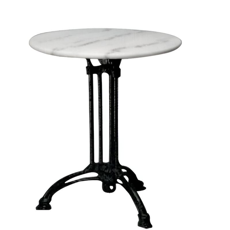 Τραπέζι Εξωτερικού Χώρου Woodwell Μαρμάρινο Φ70 cm - Λευκό/Μαύρο