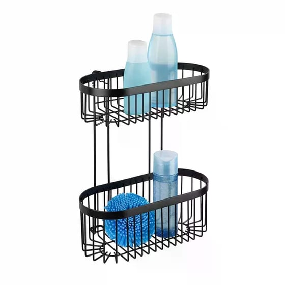 Ραφιέρα Μπάνιου Wenko Μεταλλική Διπλή 26.5x14.5x33cm - Μαύρο image 1