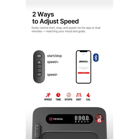 YESOUL YS-W2 BΚ Walking Pad Ηλεκτρικός Διάδρομος Γυμναστικής Μαύρο image 10