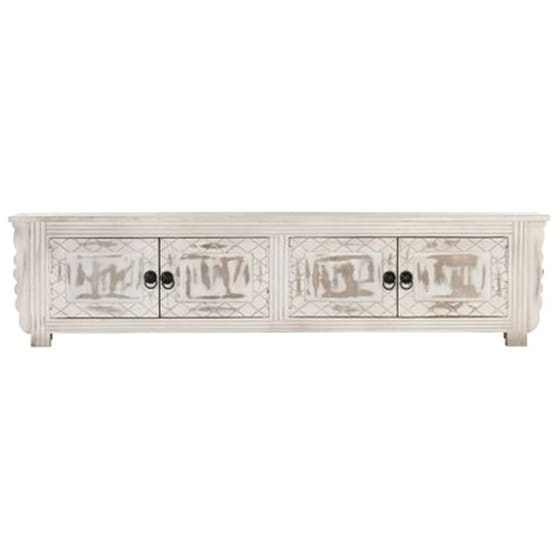 Έπιπλο Τηλεόρασης Vidaxl Μασίφ Ξύλο Μάνγκο 140x30x35 cm - Λευκό image 4