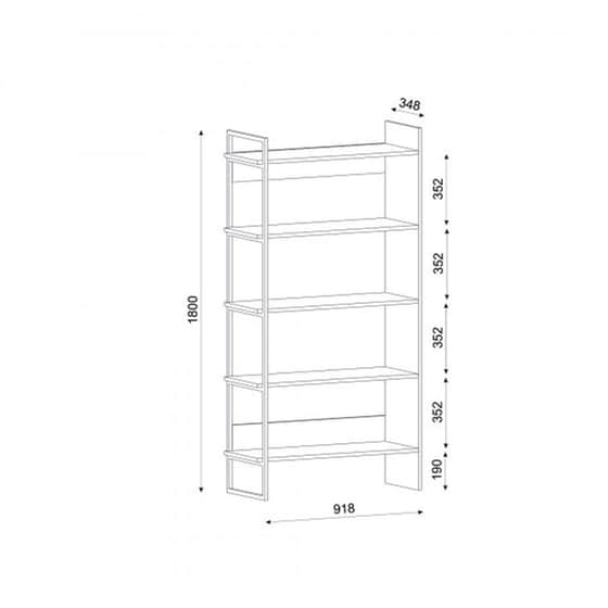 Βιβλιοθήκη 24Mall Erba από Μοριοσανίδα/Μέταλλο 91.8x34.8x180 cm - Μαύρο/Καφέ image 3