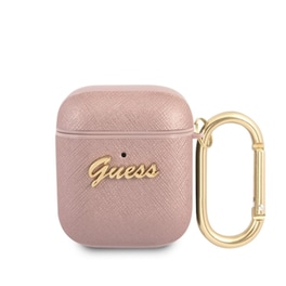 Guess Saffiano Script Metal Logo Collection Θήκη Προστασίας Από Δερματίνη Για Apple Airpods 1/2