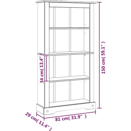 Βιβλιοθήκη Vidaxl από Μασίφ Ξύλο Πεύκου 81x29x150cm - Καφέ image 6