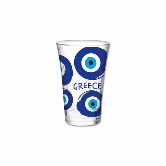 Σφηνοπότηρο Greek Islands Μάτι Γυάλινο 6.8x4.3 cm - Διάφανο/Μπλε image 0