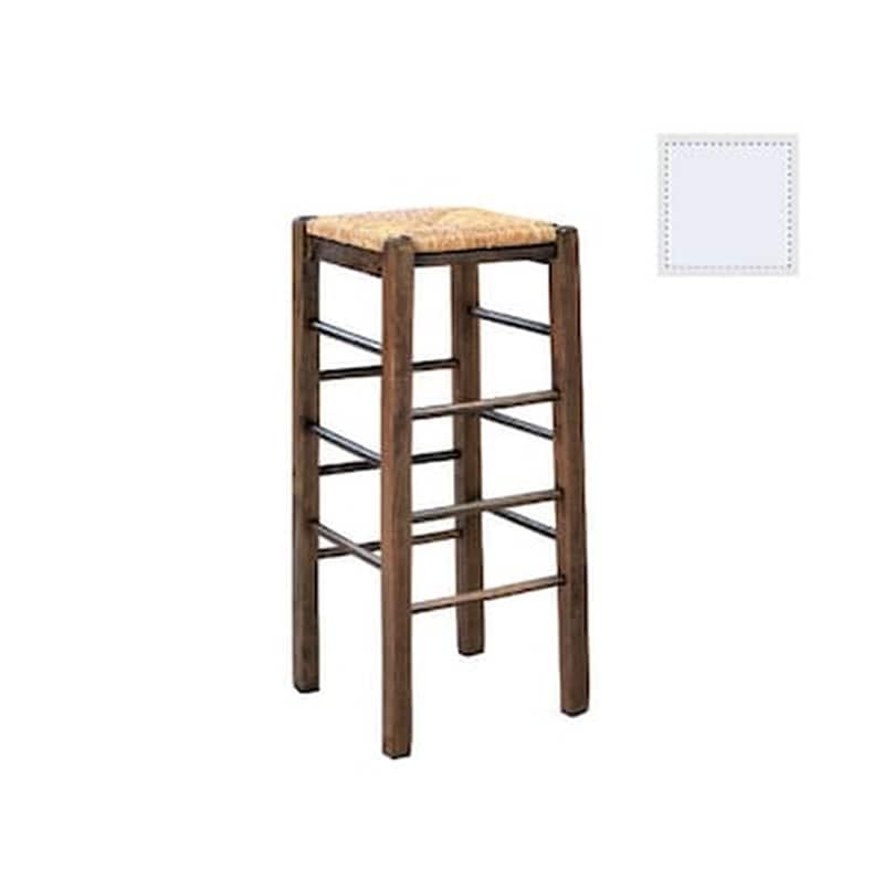 WOODWELL Σκαμπό Μπαρ Woodwell Ψάθινο 35x35x80 cm - Λευκό