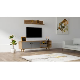 Έπιπλο Τηλεόρασης Ventiquattro από Μοριοσανίδα 140x30x45cm - Καρυδί/Ανθρακί