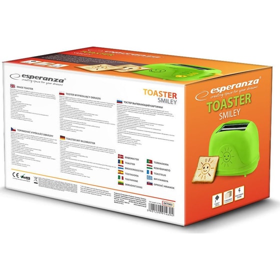 ESPERANZA SMILEY EKT003 2 Θέσεων 750W Πράσινο Φρυγανιέρα image 4