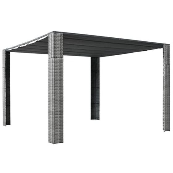 Vidaxl Κιόσκι Με Οροφή Γκρι/ανθρακί 300x300x200 Εκ. Συνθετικό Ρατάν image 1