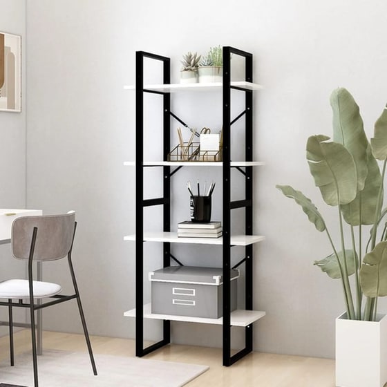 Βιβλιοθήκη VidaXL από Ξύλο 60x30x140cm - Λευκό/Μαύρο image 5