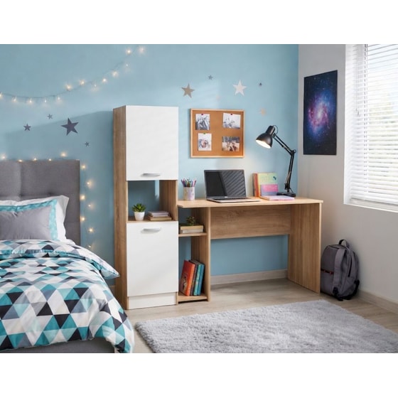 Γραφείο Βιβλιοθήκη Kitwood από Μελαμίνη 160x50x144cm - Sonoma Δρυς/ Λευκό Matt image 1