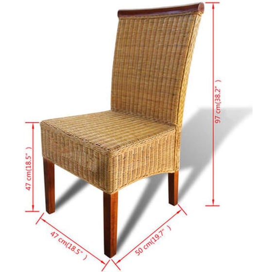 Καρέκλες Τραπεζαρίας Vidaxl από Γνήσιο Ρατάν 6 Τμχ - Καφέ image 5