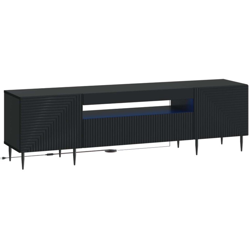 Έπιπλο Τηλεόρασης με LED VidaXL από Επεξεργασμένο Ξύλο - Μαύρο