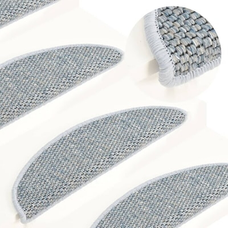 Vidaxl Πατάκια Σκάλας Αυτοκόλλητα 15 Τεμ. Όψη Σιζάλ Μπλε 56x20 Εκ. VIDAXL