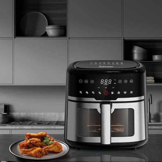 ROHNSON MOD R-2873 με Αποσπώμενο Κάδο 1500 W 6 L Ασημί Φριτέζα Αέρος image 5