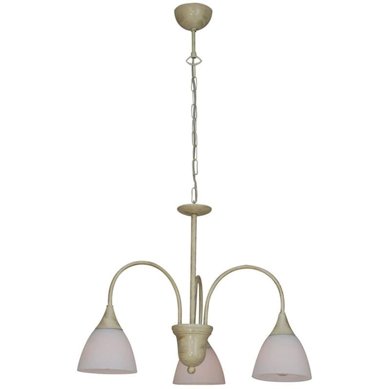 Φωτιστικό Οροφής Τρίφωτο Homelighting Kup 77-3345 Γυάλινο/Μεταλλικό - Μπεζ/Λευκό