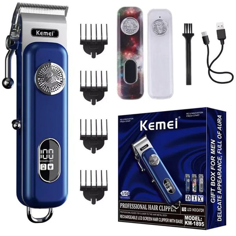 KEMEI KM-1895 Κουρευτική Μηχανή Επαναφορτιζόμενη Μπλε