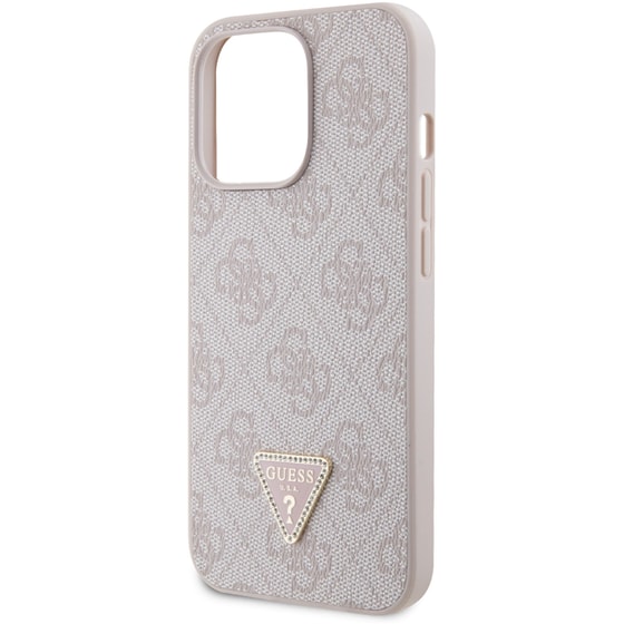 Θήκη Apple iPhone 13 Pro Max - Guess Triangle Metal Logo Strass Collection Crossbody Case - Ροζ image 6