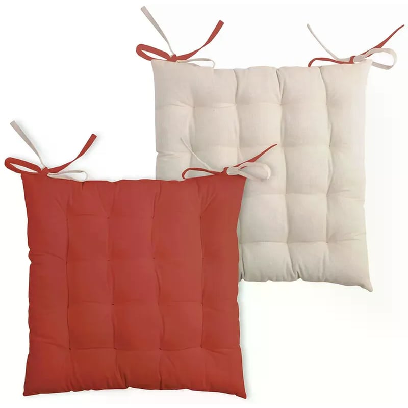 Μαξιλάρι Καρέκλας Spitishop 2 Όψεων Βαμβάκι 40x40cm - Τερακότα/Εκρού