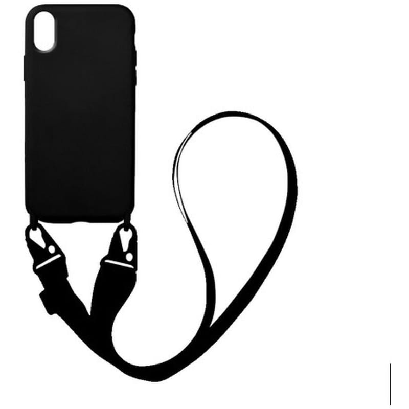 Θήκη Apple iPhone X/ iPhone XS - My Colors Carryhang Liquid Silicone Strap - Μαύρο