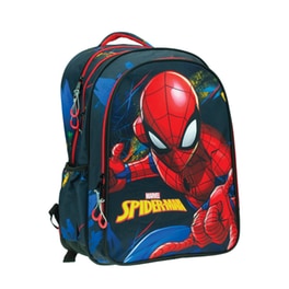 Τσάντα Πλάτης Δημοτικού Οβάλ Gim Spiderman Blue Net