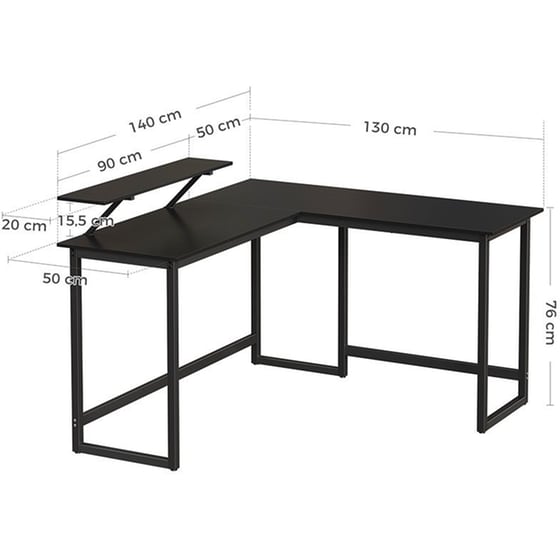Γραφείο Γωνιακό Vasagle από Μοριοσανίδα 140x130x76cm - Μαύρο image 7