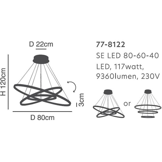 Φωτιστικό Οροφής Led Dimmable Homelighting Olympic 77-8122 από Αλουμίνιο - Ασημί image 2