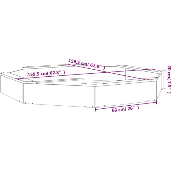 VidaXL Αμμοδόχος με Καθίσματα Οκτάγωνη 159.5x159.5x20cm Ξύλινη - Γκρι image 8