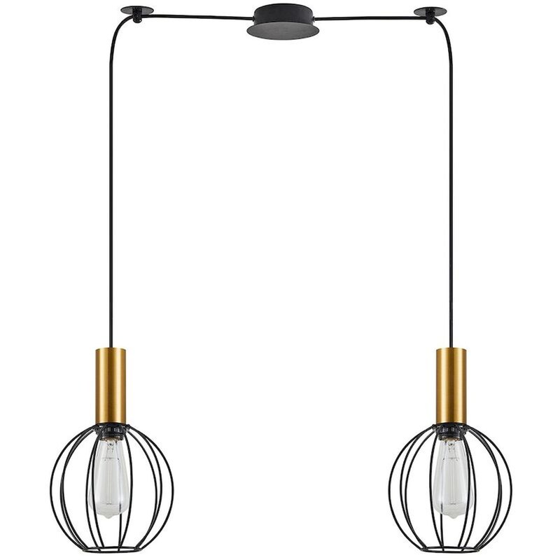 Φωτιστικό Οροφής Δίφωτο Homelighting 77-8627 Μεταλλικό - Μαύρο/Χρυσό