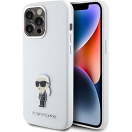 Θήκη Apple iPhone 15 Pro Max - Karl Lagerfeld Ikonik Metal Pin Hard Case - White