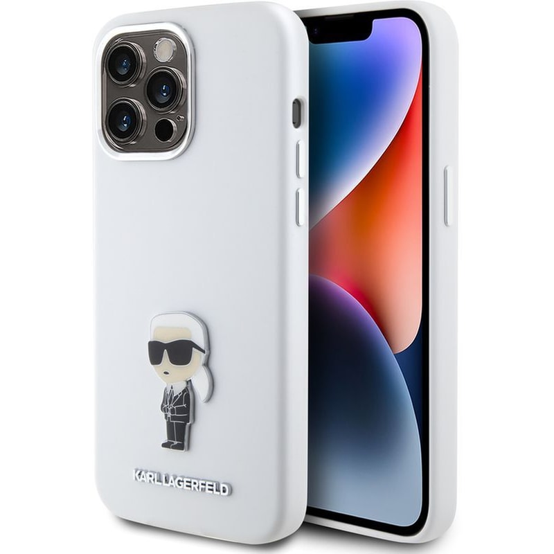 Θήκη Apple iPhone 15 Pro Max - Karl Lagerfeld Ikonik Metal Pin Hard Case - White