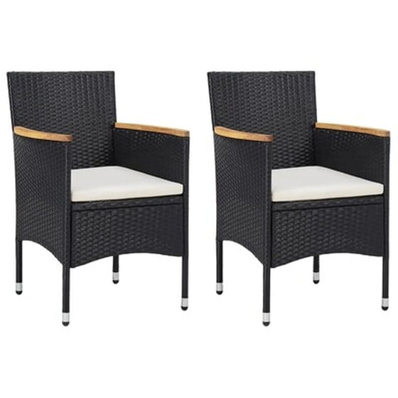 Vidaxl Σετ Τραπεζαρίας Κήπου 3 Τεμ. Μαύρο Συνθετικό Ρατάν Με Μαξιλάρια image 3