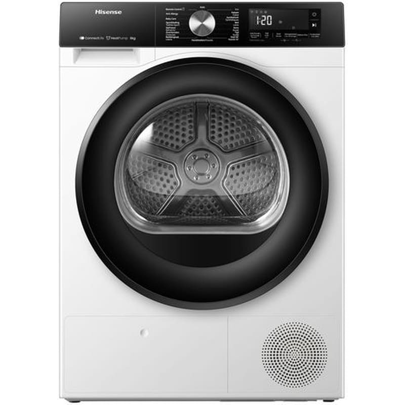 HISENSE DH3S802BW2 8 kg με Αντλία Θερμότητας Λευκό με WiFi Στεγνωτήριο Ρούχων
