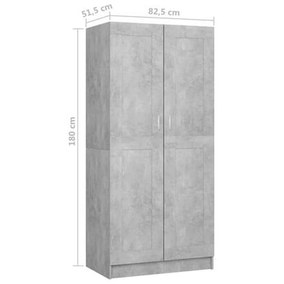 Μονόφυλλη Ντουλάπα Vidaxl από Μοριοσανίδα 85.2x51.5x180cm - Γκρι Σκυροδέρματος image 4