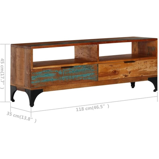 Έπιπλο Τηλεόρασης VidaXL Μασίφ  Ξύλο 118x35x45cm - Kαφέ image 13