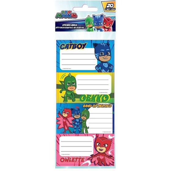 Αυτοκόλλητες Ετικέτες Διακάκης PJ Masks ( 5 Φύλλα - 20 Τεμάχια) image 0